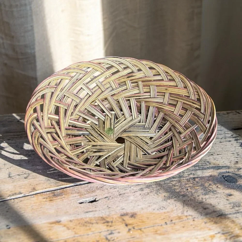 Oval Handwoven Wicker Basket Brown Woven Pattern 1 PC Rustic Farmhouse Decor